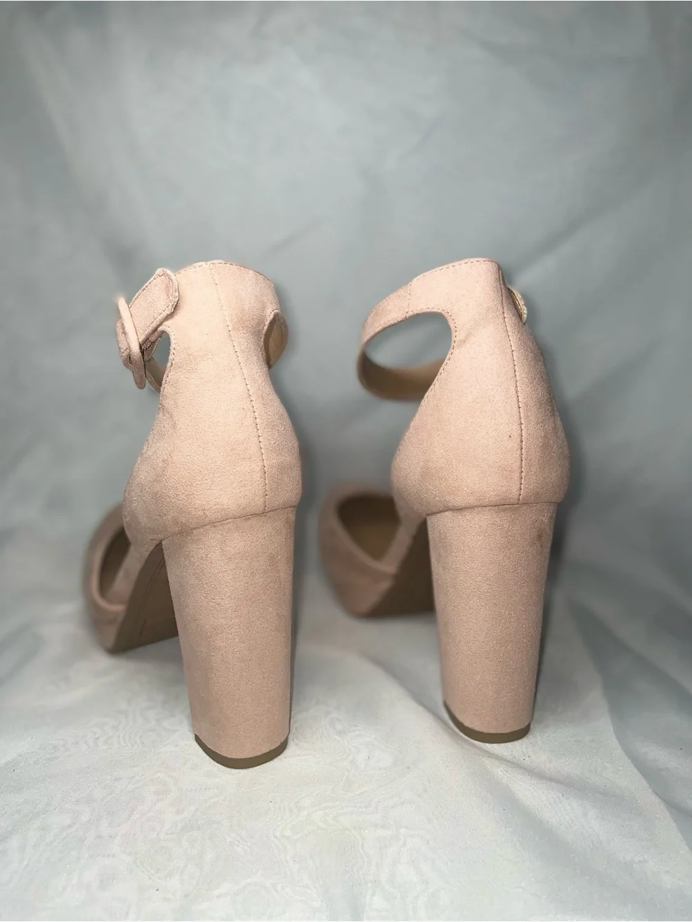 Sun + Stone Blush Pink Ankle-Strap Platform Pumps